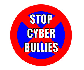 Stop cyber bullies, text written on a no stopping traffic sign.
