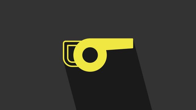 Yellow Leaf garden blower icon isolated on grey background. 4K Video motion graphic animation