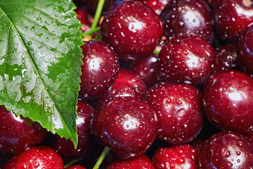 Colorful cherries background