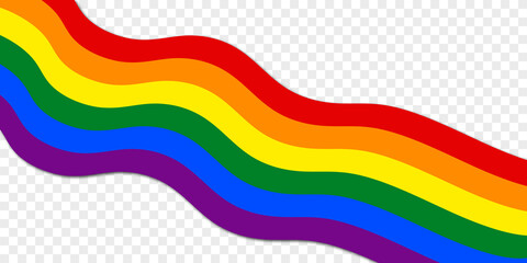 Rainbow waving flag. Lesbian, gay, bisexual, transgender flag. Flag of gay pride isolaten on transparent background - obrazy, fototapety, plakaty