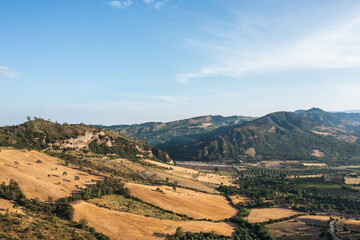 Fototapeta na wymiar Aerial view of the Calabrian hills at sunset
