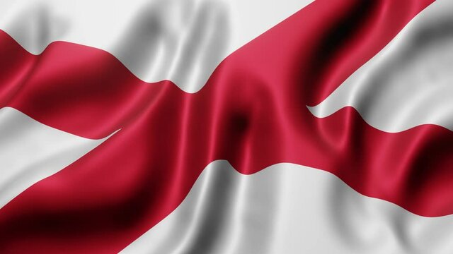 3d rendering of an Alabama USA State flag waving in a looping motion