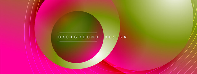 Gradient circles with shadows. Vector techno abstract background. Modern overlapping forms wallpaper background, design template