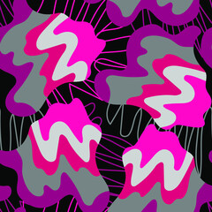 Samless abstract unique pattern with hand drawn wave elements