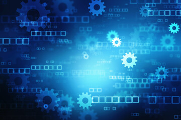 Data concept: Gears on digital background, Digital Abstract Technology Background