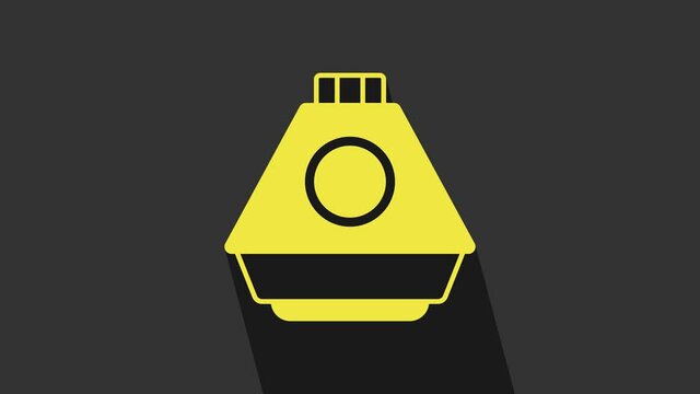 Yellow Space capsule icon isolated on grey background. 4K Video motion graphic animation