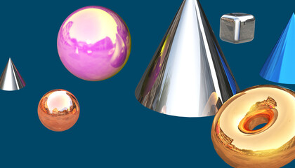 illustration of a metal balls and conus