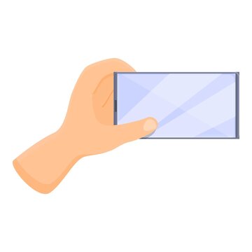 Hand take photo with phone icon. Cartoon of Hand take photo with phone vector icon for web design isolated on white background