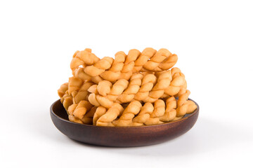 fried dough twist isolated on white background