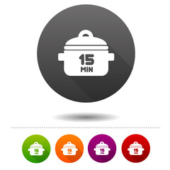 Fototapeta premium 15 Minutes Cooking icon. Boil symbol sign. Web Button.