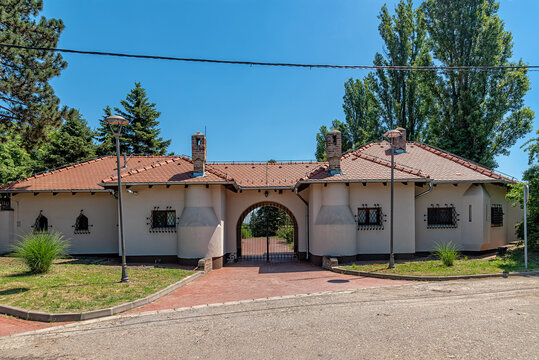 Cortanovci, Serbia - June 05, 2021: Villa Stankovic is located on Fruska gora near the village of Cortanovci. The villa was built in 1930 where festivals are held.