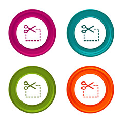 Coupon icon. Scissor symbol. Colorful web button with icon.