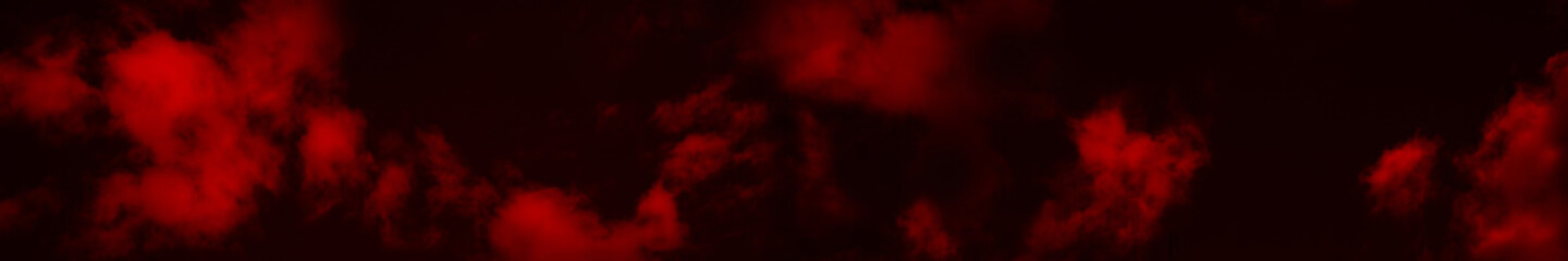 Red clouds in the black sky. Surreal background with copy space for text, design. Wide banner....