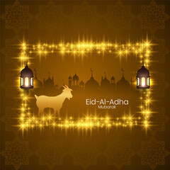 Beautiful Eid Al Adha mubarak festival card with glowing stars