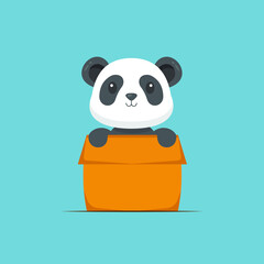 Cute Cat Panda Box Cartoon