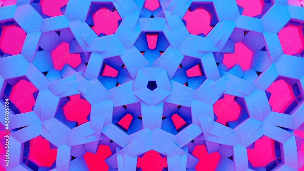 Aufkleber scientific or technology abstractions with rings flying in surreal symmetric structure. abstract bac