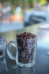 Clear Glass Jar of Coffee Beans, Minimal and Clean