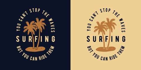 Surfing tropical hawaii palm for t-shirt print. Exotic summer plant for tropic surf design