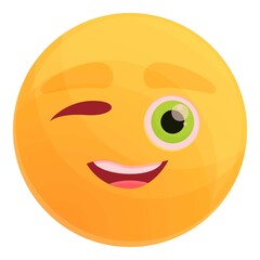 Winking emoticon icon. Cartoon of winking emoticon vector icon for web design isolated on white background