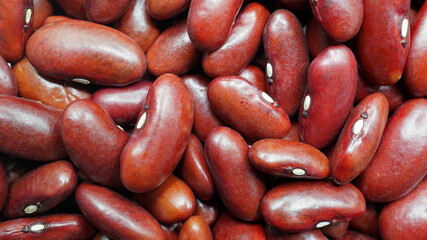A lot of red beans raw, Organic grains food, Texture background, Top view