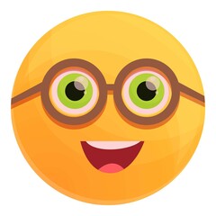 Emoticon with glasses icon. Cartoon of emoticon with glasses vector icon for web design isolated on white background