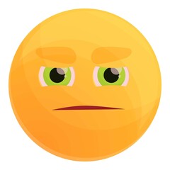 Suspicious emoticon icon. Cartoon of suspicious emoticon vector icon for web design isolated on white background