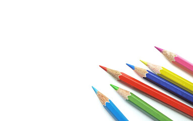 Colorful colored pencils, Isolated on white background