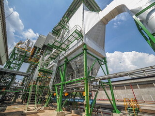 An electrostatic precipitator and stack in biomass power plant.