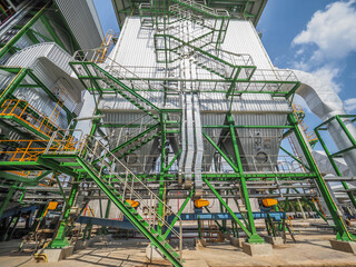 An electrostatic precipitator and stack in biomass power plant.