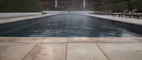 Steamy outdoor spa pool