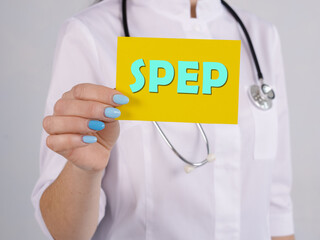 Healthcare concept about Serum Protein Electrophoresis SPEP with phrase on the sheet.