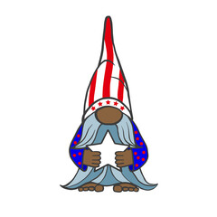 Fototapeta na wymiar Vector illustration of the patriot dwarf of America in July for a festive design. America's Independence Day is July 4. Isolated on a white background.