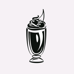 Ice cream in a glass isolated