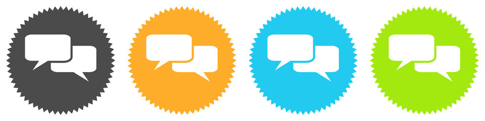 Bunter Button Banner: Sprechblasen - Symbol für Kommunikation, Forum oder Chat