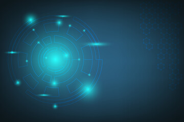 Technology Background with line circle connection and shiny light. Abstract background with blue light energy. Chemical data structure with molecular.