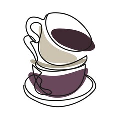 One Line Art with Cups