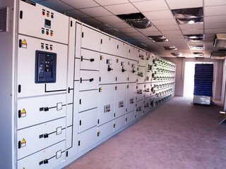 Electrical switchgear,Industrial electrical switch panel at substation in industrial zone at power...