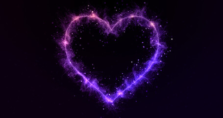 Abstract concept heart with light particles background