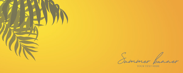 Abstract summer banner with palm leaves background