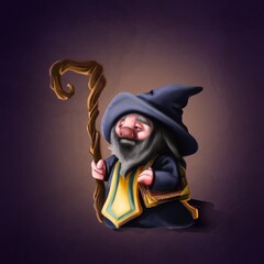 Wizard pig with staff and spellbook
