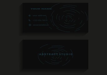 Dotted circle dark card background with text on the left can be used for business cards, visiting cards, banners, covers