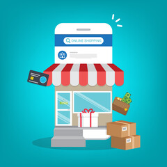 Fototapeta premium Smartphone Online Shopping 