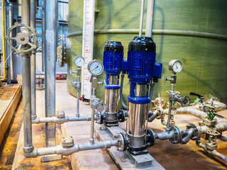 Pump and motor which popular to install with pipe in industrial such chemical, power plant, oil and gas.