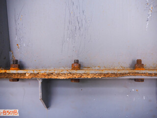 Bolts and nuts of boiler structure in power plant.