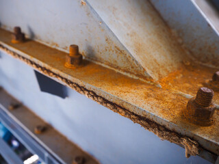 Bolts and nuts of boiler structure in power plant.