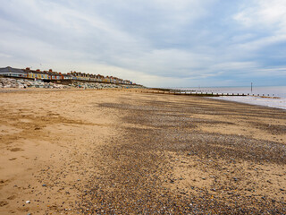 Withernsea beach with its promenade and homes overlooking the North Sea
