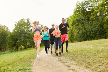Obraz premium Gruppe Freunde beim Jogging in der Natur