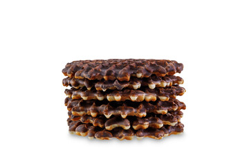 Chocolate waffles on a white isolated background