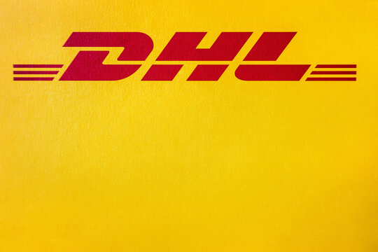 DHL logo on the yellow envelope