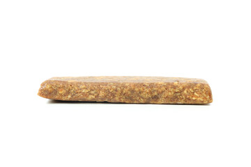 Tasty protein bar isolated on white background